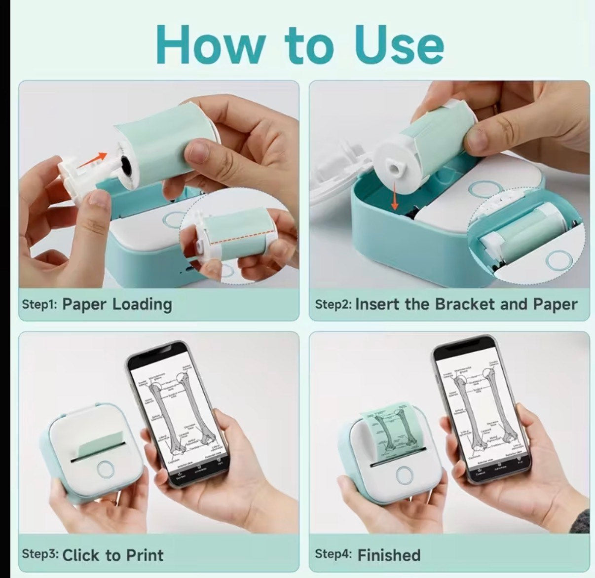 Portable Mini Thermal Printer Bluetooth inkles