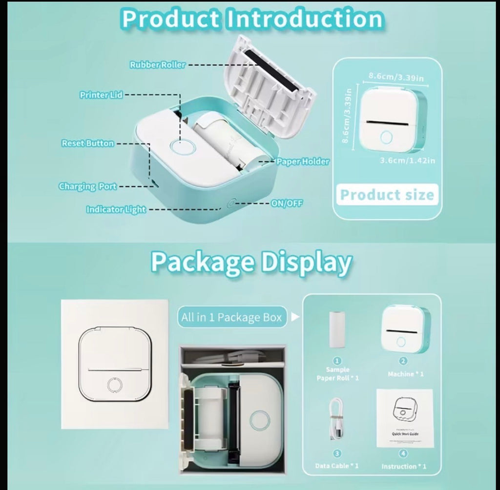 Portable Mini Thermal Printer Bluetooth inkles
